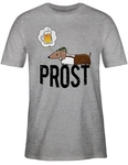 Shirtracer T-Shirt Prost mit Dackel und Bier Vintage Mode fr Oktoberfest Braun/Grau
