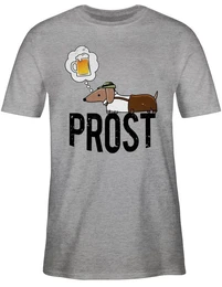 T-Shirt Prost mit Dackel und Bier Vintage Mode fr Oktoberfest Herren