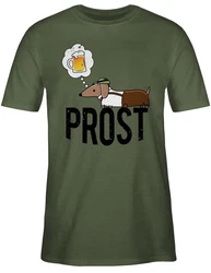 Shirtracer T-Shirt Prost mit Dackel und Bier Vintage Mode fr Oktoberfest Dunkelgrün/Braun/Grün