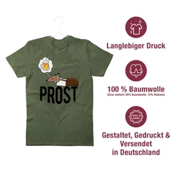 Shirtracer T-Shirt Prost mit Dackel und Bier Vintage Mode fr Oktoberfest Dunkelgrün/Braun/Grün