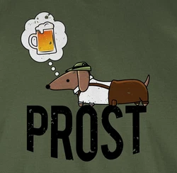 Shirtracer T-Shirt Prost mit Dackel und Bier Vintage Mode fr Oktoberfest Dunkelgrün/Braun/Grün