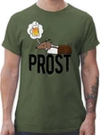 Shirtracer T-Shirt Prost mit Dackel und Bier Vintage Mode fr Oktoberfest Dunkelgrün/Braun/Grün