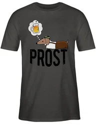 Shirtracer T-Shirt Prost mit Dackel und Bier Vintage Mode fr Oktoberfest Braun