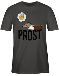 Shirtracer T-Shirt Prost mit Dackel und Bier Vintage Mode fr Oktoberfest Braun
