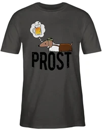 T-Shirt Prost mit Dackel und Bier Vintage Mode fr Oktoberfest Herren