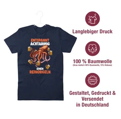 Shirtracer T-Shirt Entspannt 8 armig reinorgeln Orange/Dunkelblau/Blau/Schwarz/Braun/Rot/Grau