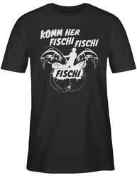 Shirtracer T-Shirt Komm her Fischi Angler Geschenke Schwarz/Rot/Rosa