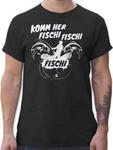 Shirtracer T-Shirt Komm her Fischi Angler Geschenke Schwarz/Rot/Rosa