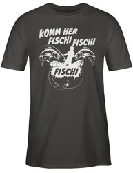 Shirtracer T-Shirt Komm her Fischi Angler Geschenke Schwarz/Rot/Rosa/Silber