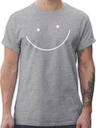 Shirtracer T-Shirt Smile Gesicht Sprüche Statement Grau/Hellgrau