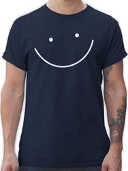 Shirtracer T-Shirt Smile Gesicht Sprüche Statement Dunkelblau