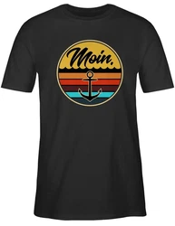 Shirtracer T-Shirt Moin Retro Badge Sprüche Statement Dunkelblau/Schwarz/Blau/Orange/Mischfarben