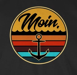 Shirtracer T-Shirt Moin Retro Badge Sprüche Statement Dunkelblau/Schwarz/Blau/Orange/Mischfarben