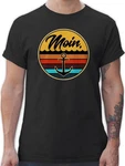 Shirtracer T-Shirt Moin Retro Badge Sprüche Statement Dunkelblau/Schwarz/Blau/Orange/Mischfarben