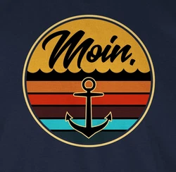 Shirtracer T-Shirt Moin Retro Badge Sprüche Statement Dunkelblau/Blau