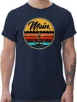 Shirtracer T-Shirt Moin Retro Badge Sprüche Statement Dunkelblau/Blau