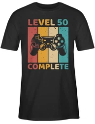 Shirtracer T-Shirt Level 50 Complete Zocker Geburtstag Schwarz/Mischfarben/Dunkelgrau/Rot/Braun