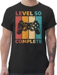 Shirtracer T-Shirt Level 50 Complete Zocker Geburtstag Schwarz/Mischfarben/Dunkelgrau/Rot/Braun