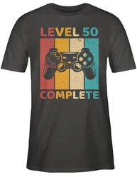 Shirtracer T-Shirt Level 50 Complete Zocker Geburtstag Schwarz/Dunkelgrau/Rot/Mischfarben/Braun/Dunkelgrün