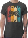 Shirtracer T-Shirt Level 50 Complete Zocker Geburtstag Schwarz/Dunkelgrau/Rot/Mischfarben/Braun/Dunkelgrün