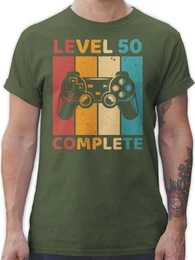 T-Shirt Level 50 Complete - Fnfzig Freigeschalten Unlocked Completed - Zocker 50. Geburtstag
