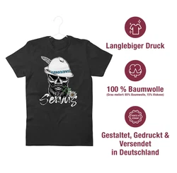 Shirtracer T-Shirt Servus Totenkopf Skull Bayrisch Mode für Oktoberfest Herren Grün/Schwarz/Rosa/Braun/Gelb/Grau