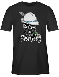 Shirtracer T-Shirt Servus Totenkopf Skull Bayrisch Mode für Oktoberfest Herren Grün/Schwarz/Rosa/Braun/Gelb/Grau