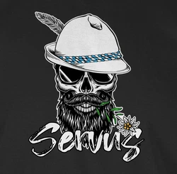 Shirtracer T-Shirt Servus Totenkopf Skull Bayrisch Mode für Oktoberfest Herren Grün/Schwarz/Rosa/Braun/Gelb/Grau