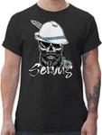 Shirtracer T-Shirt Servus Totenkopf Skull Bayrisch Mode für Oktoberfest Herren Grün/Braun/Schwarz
