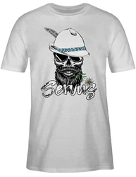 Shirtracer T-Shirt Servus Totenkopf Skull Bayrisch Mode für Oktoberfest Herren Grün/Weiß/Grau/Dunkelgrau/Dunkelrot/Braun