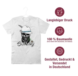 Shirtracer T-Shirt Servus Totenkopf Skull Bayrisch Mode für Oktoberfest Herren Grün/Weiß/Grau/Dunkelgrau/Dunkelrot/Braun