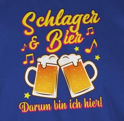 Shirtracer T-Shirt Schlager & Bier darum bin ich hier! Rosa/Blau/Beige/Fliederfarben/Dunkelblau