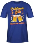 Shirtracer T-Shirt Schlager & Bier darum bin ich hier! Rosa/Blau/Beige/Fliederfarben/Dunkelblau