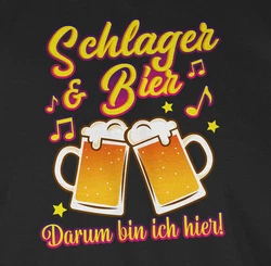 Shirtracer T-Shirt Schlager & Bier darum bin ich hier! Schwarz/Beige/Orange/Gelb/Braun