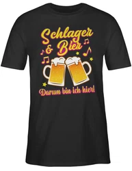Shirtracer T-Shirt Schlager & Bier darum bin ich hier! Schwarz/Beige/Orange/Gelb/Braun