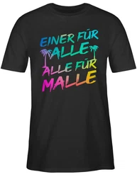 Shirtracer T-Shirt Einer für alle Alle für Malle I Mallorca Party I Malle für alle Sommerurlaub Herren Mischfarben/Rosa/Silber/Braun