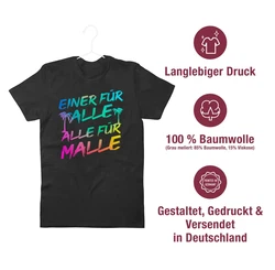 Shirtracer T-Shirt Einer für alle Alle für Malle I Mallorca Party I Malle für alle Sommerurlaub Herren Mischfarben/Rosa/Silber/Braun