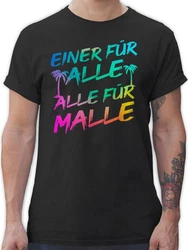 Shirtracer T-Shirt Einer für alle Alle für Malle I Mallorca Party I Malle für alle Sommerurlaub Herren Mischfarben/Rosa/Silber/Braun