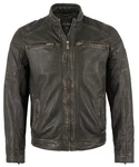 Lederjacken24 Lederjacke Sandfort Herren Bikerjacke schwarz/beige