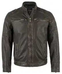 Lederjacke Sandfort Herren Lederjacke Echtleder Lammnappa Bikerjacke schwarz-beige
