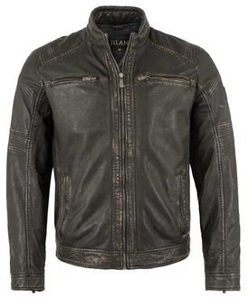 Lederjacken24 Lederjacke Sandfort Herren Bikerjacke schwarz/beige