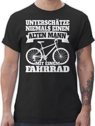 Shirtracer T-Shirt Unterschätze niemals einen alten Mann mit einem Fahrrad weiß