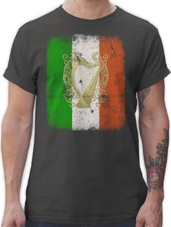 Shirtracer T-Shirt Irland Irische Flagge St. Patricks Day Grün/Blau/Grau/Dunkelgrün/Mischfarben Shirtracer T-Shirt Irland Irische Flagge St. Patricks Day Grün/Blau/Grau/Dunkelgrün/Mischfarben