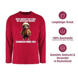Shirtracer Rundhalsshirt Statement Schubsen wre toll Heute mchte ich etwas mit Menschen machen Dunkelrot/Rot/Dunkelgrün/Braun