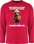 Shirtracer Rundhalsshirt Statement Schubsen wre toll Heute mchte ich etwas mit Menschen machen Dunkelrot/Rot/Dunkelgrün/Braun
