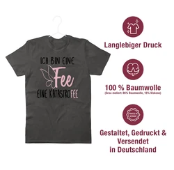 Shirtracer T-Shirt Ich bin eine Fee Sprüche Statement mit Spruch Rosa/Gelb/Dunkelgrau/Dunkelgrün