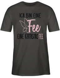 Shirtracer T-Shirt Ich bin eine Fee Sprüche Statement mit Spruch Rosa/Gelb/Dunkelgrau/Dunkelgrün