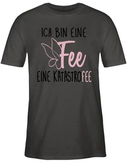 Shirtracer T-Shirt Ich bin eine Fee Sprüche Statement mit Spruch Rosa/Gelb/Dunkelgrau/Dunkelgrün Shirtracer T-Shirt Ich bin eine Fee Sprüche Statement mit Spruch Rosa/Gelb/Dunkelgrau/Dunkelgrün