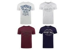 riverso Herren T-Shirt RIVLeon Regular Fit Kurzarm Print Tee Shirt Bordeaux/Dunkelblau/Dunkelrot/Beige/Rot/Lila