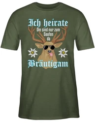 Shirtracer T-Shirt Brutigam Hirsch weiß